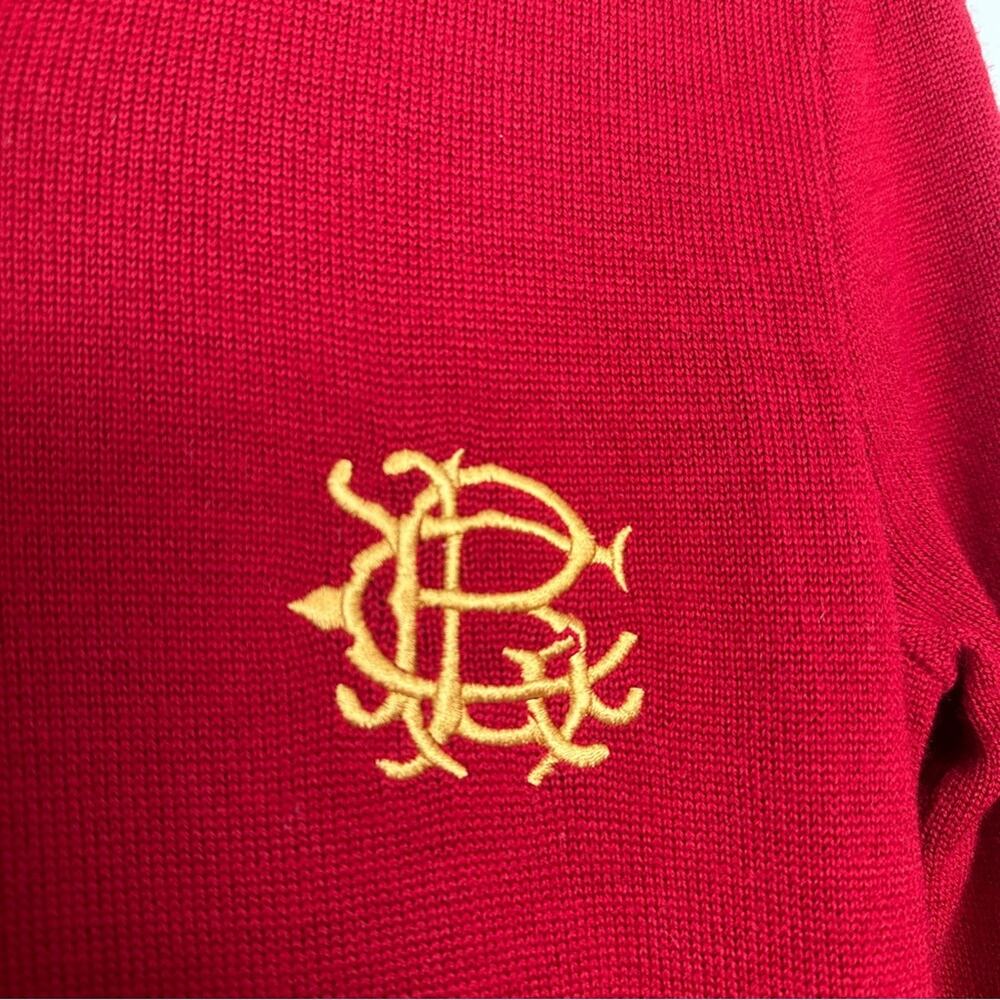 Vintage Ralph Lauren Red Merino Wool Long Sleeve Dress with Gold Logo - Picture 4 of 12